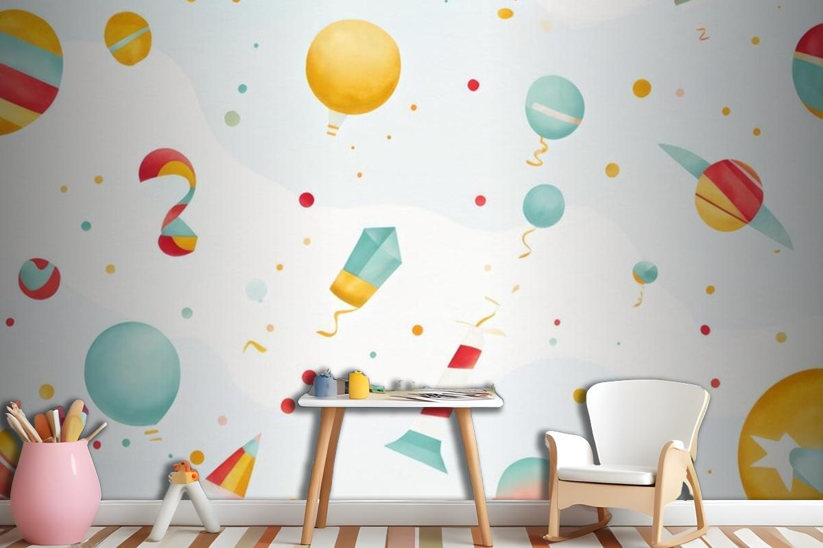 Colorful Balloons With Flags Colorful Balloons With Flags Wallpaper Mural