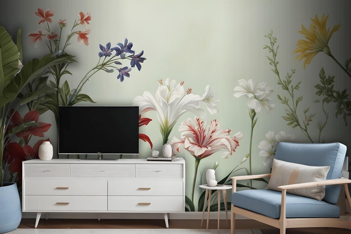 Colorful Plants And Flowers Wallpaper Mural