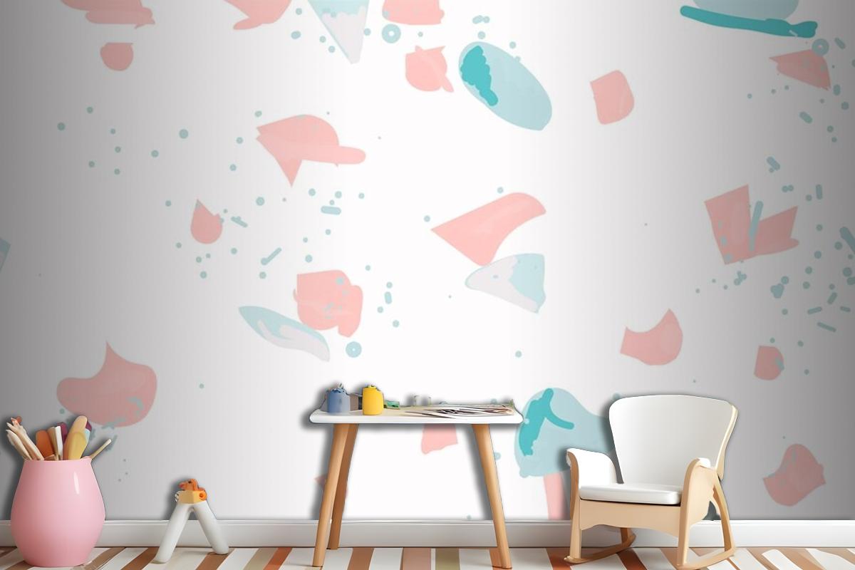 Colorful Terrazzo Abstract Background Seamless Pattern In Pink And Blue Wallpaper Mural