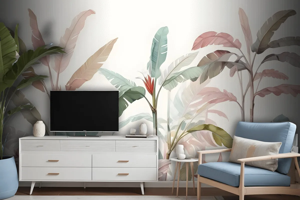 Colorful Tropical Banana Tree Wallpaper Mural