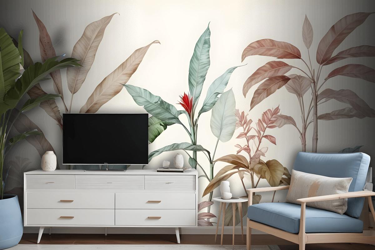 Colorful Tropical Banana Tree Wallpaper Mural