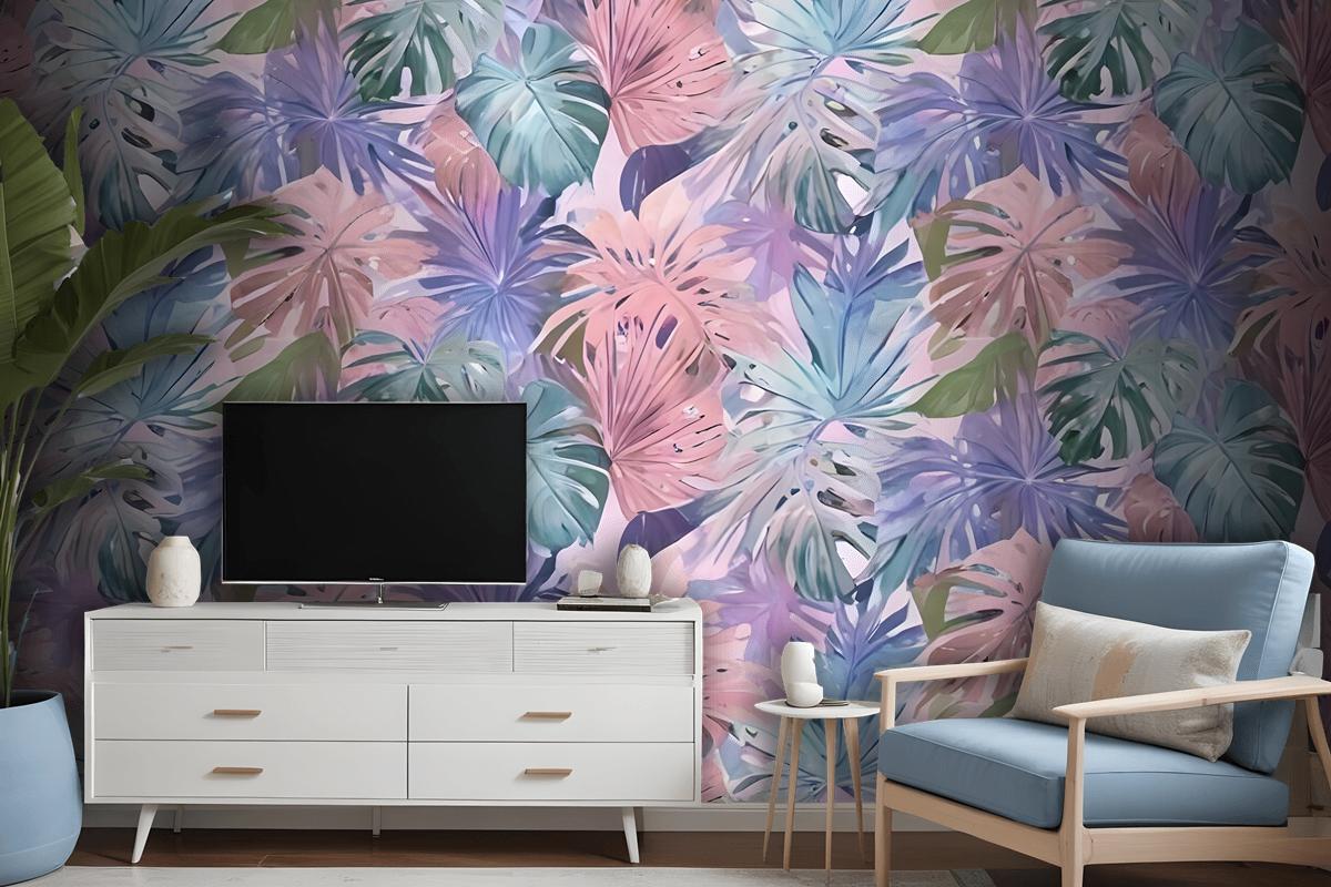 Colorful Tropical Leaf Wallpaper Mural