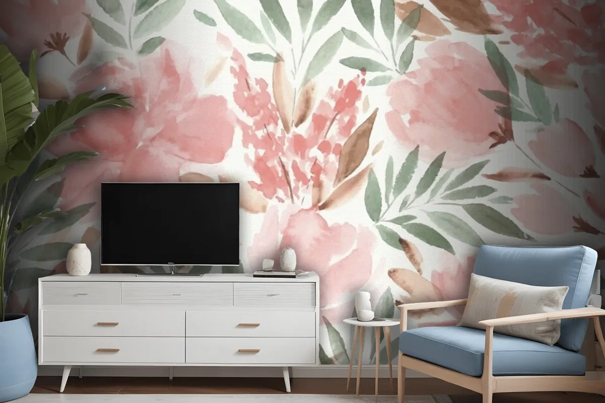 Colorful Watercolor Floral Background Wallpaper Mural