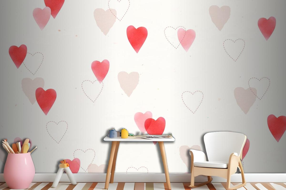 Cute Love Pattern Background Wallpaper Mural