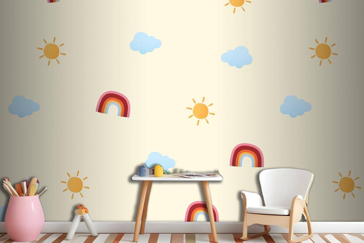 Cute Weather Pattern Background Wallpaper Mural