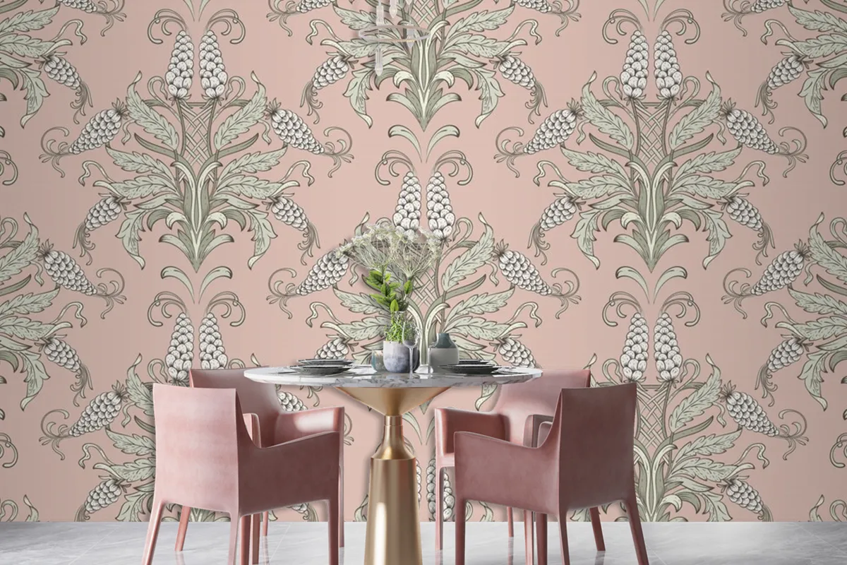 Damask Seamless Emboss Pattern Background Wallpaper Mural