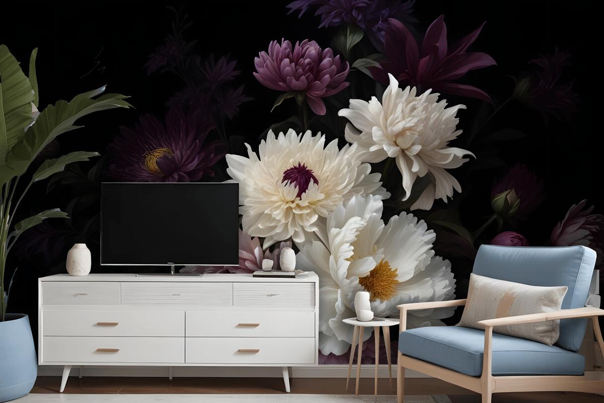 Dark Garden Florals Wallpaper Mural