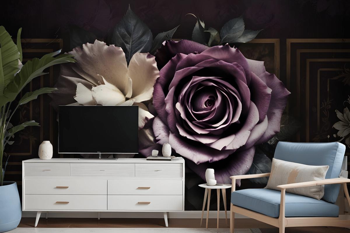 Dark Rose Floral Wallpaper Mural