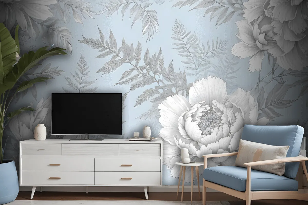 Drawing Floral Bouquet Art Wallpaper Mural