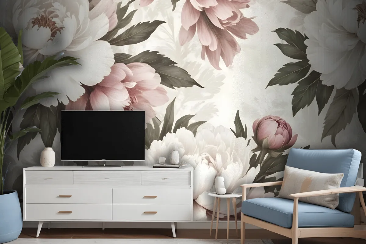 Dutch Pink Peony Floral Wallpaper Mural