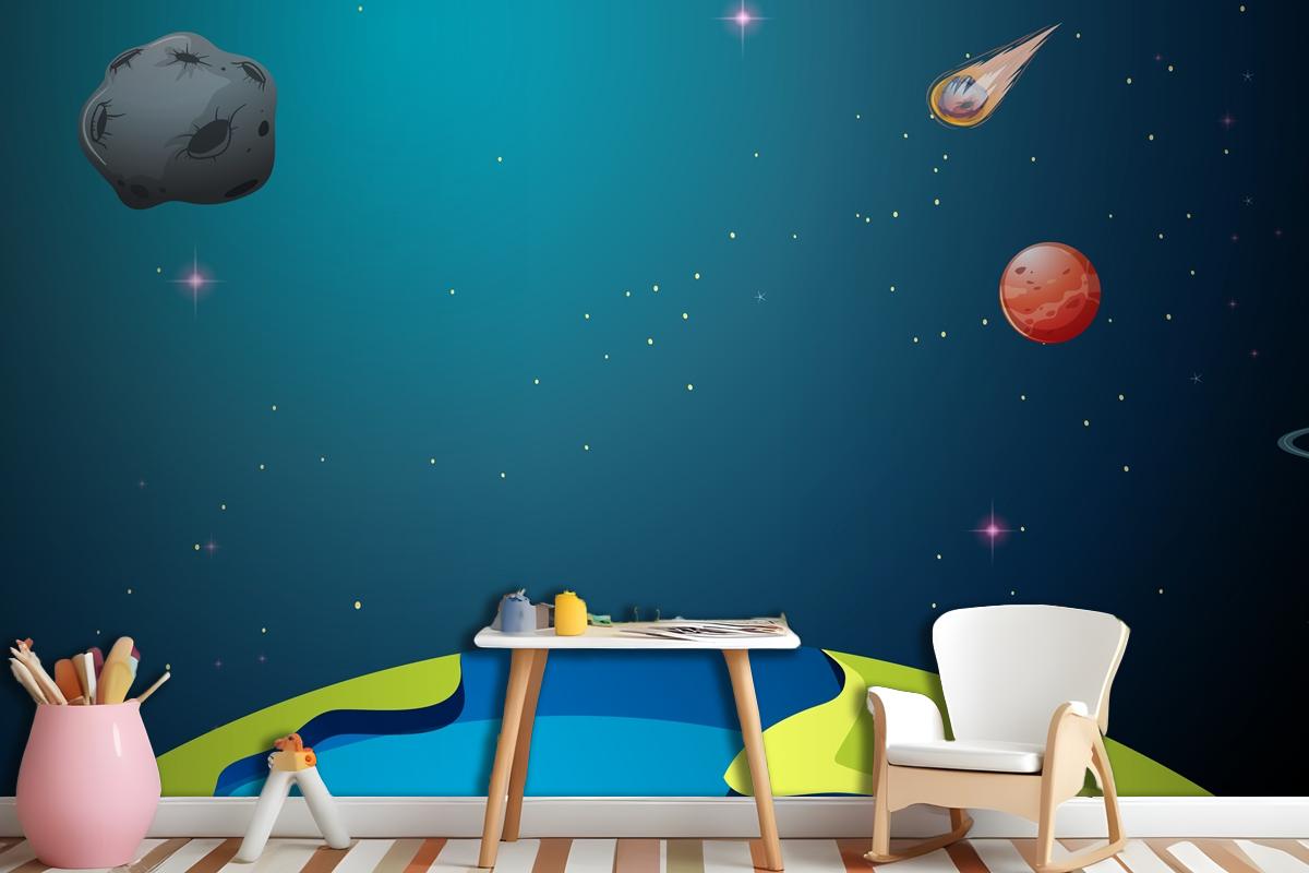 Earth And Planets Scenes Wallpaper Mural