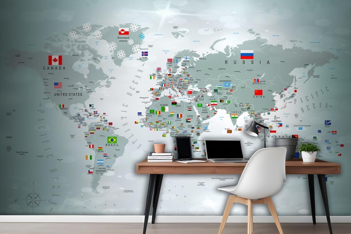 Educational World Map Wallpaper Mural