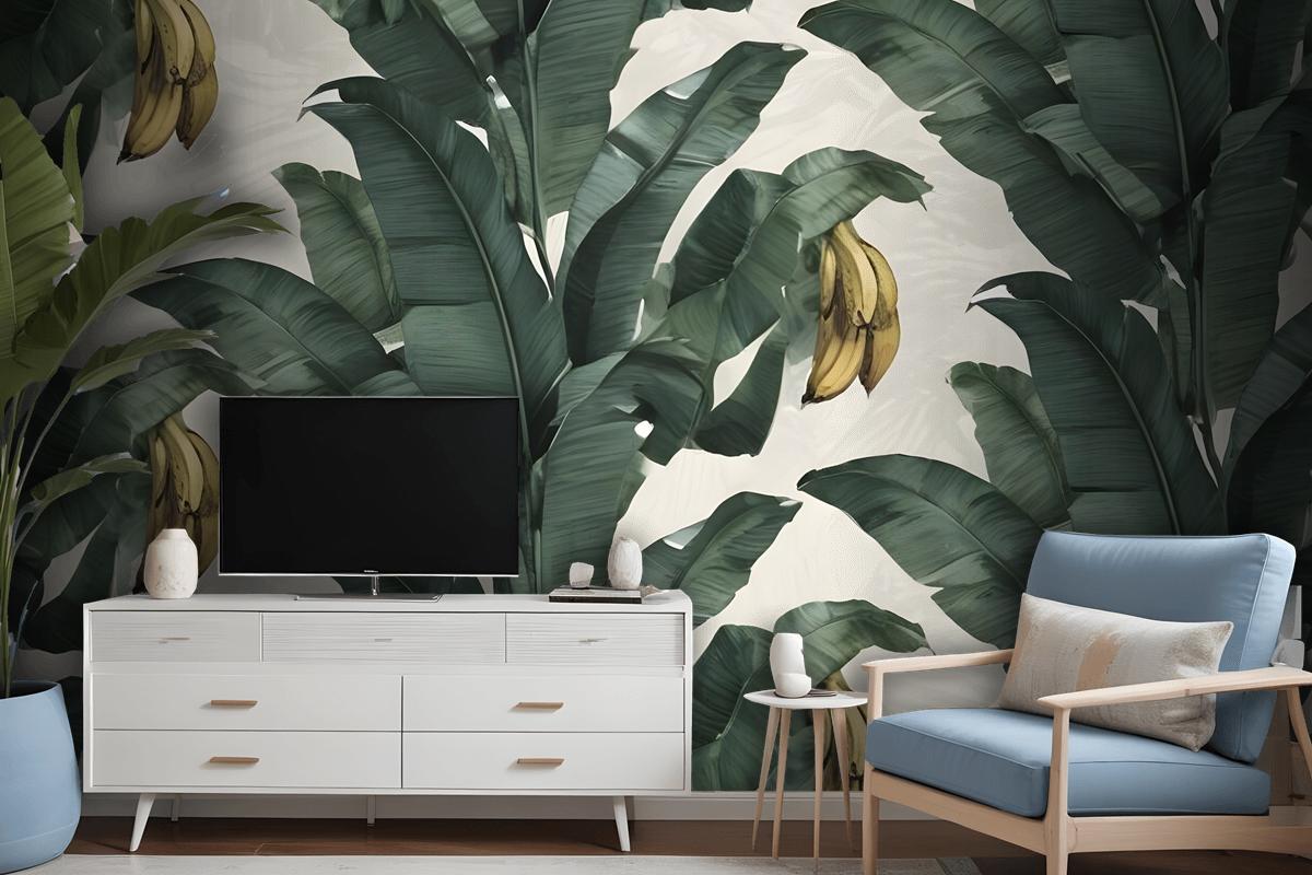 Exotic Banana Leaf Pattern Wallpaper Mural