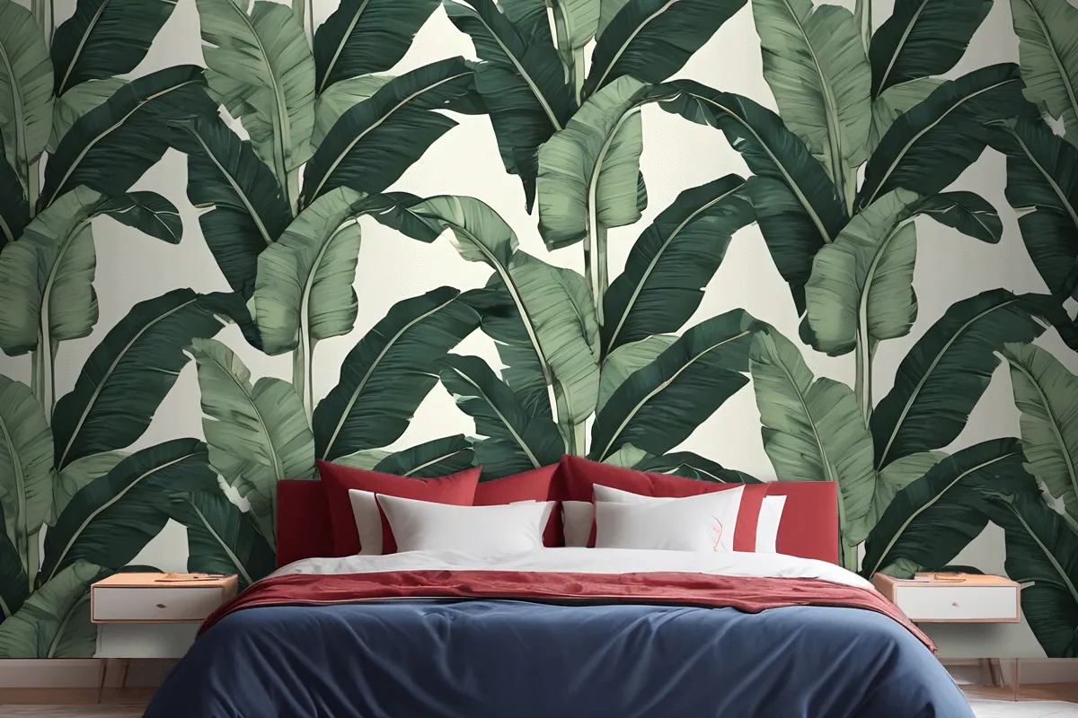 Exotic Banana Leaf Wallpaper Mural