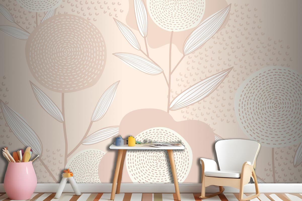 Feminine Floral Patterned Vector Background In Pink Wallpaper Mural