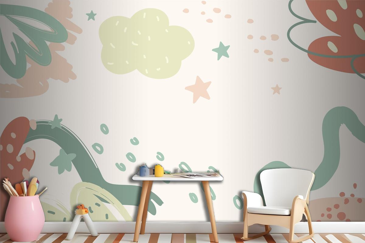 Flat Design Baby Shower Template Wallpaper Mural