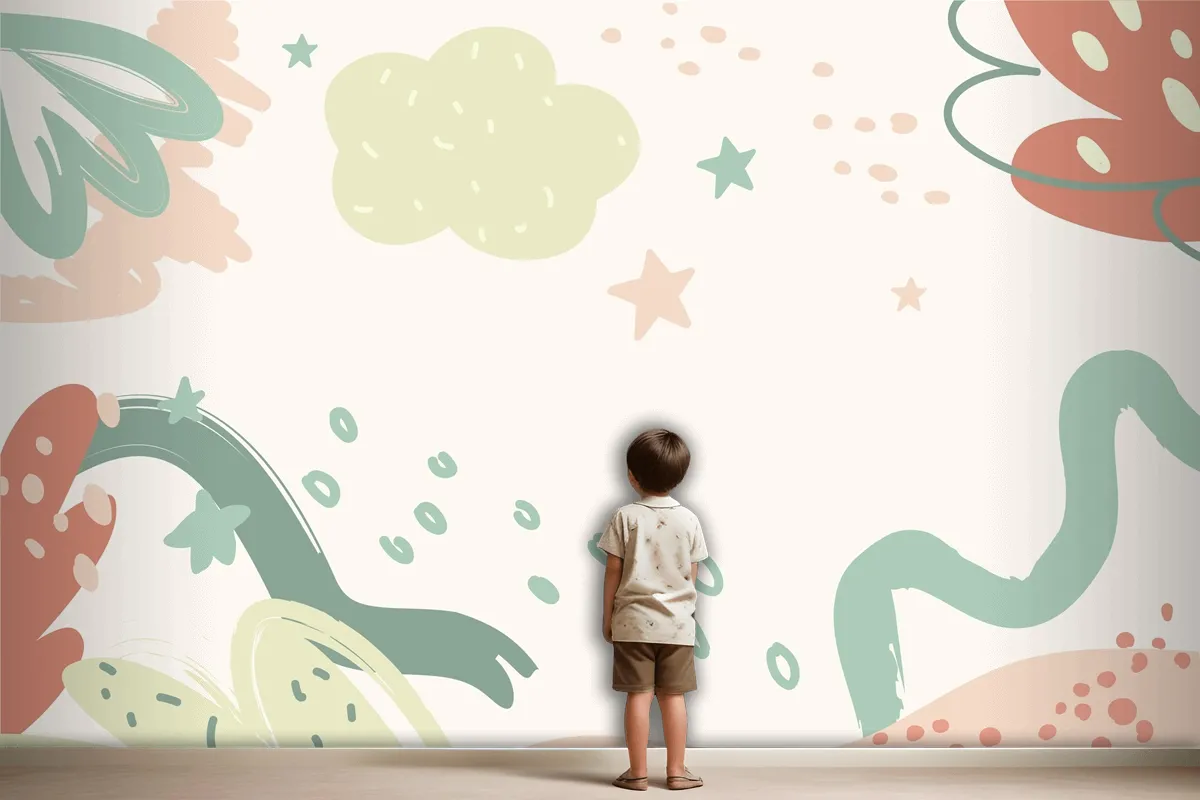 Flat Design Baby Shower Template Wallpaper Mural