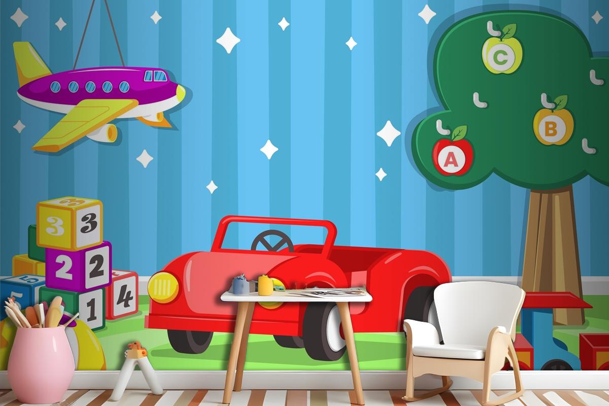 Flat Design Christmas Toys Boys Wallpaper Mural