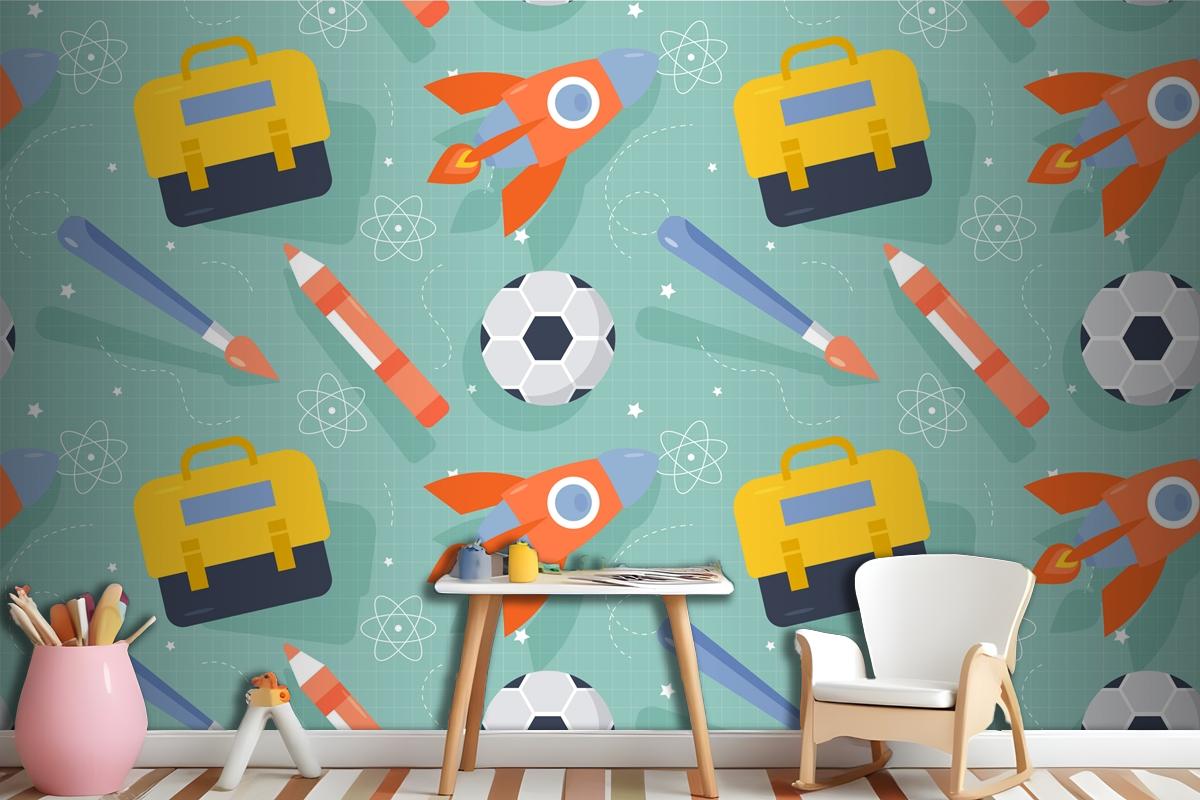 Flat Pattern Design For Back To School Wallpaper Mural