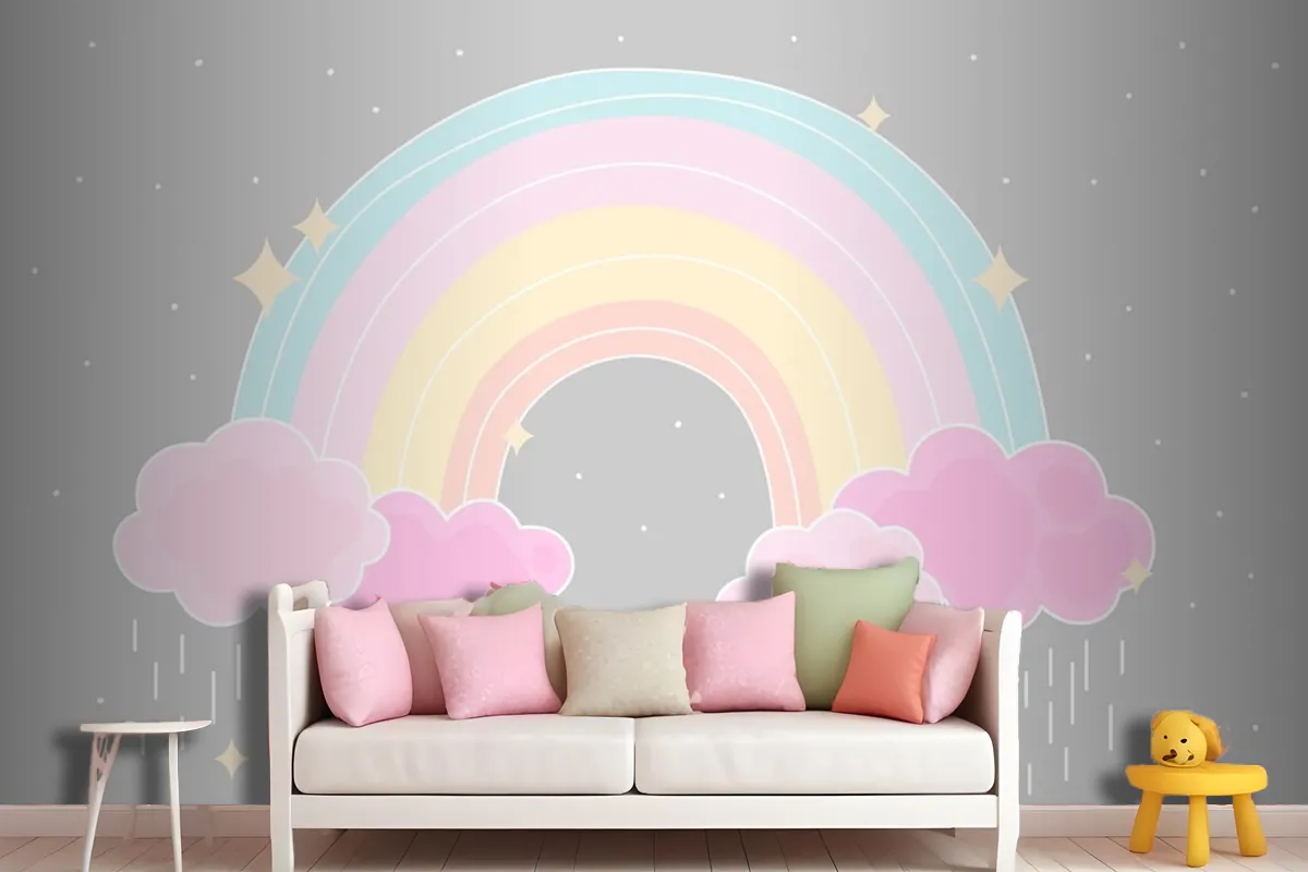 Flat Style Colorful Rainbow Wallpaper Mural