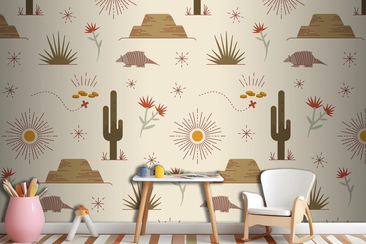 Flat Western Pattern Design Wallpaper Mural