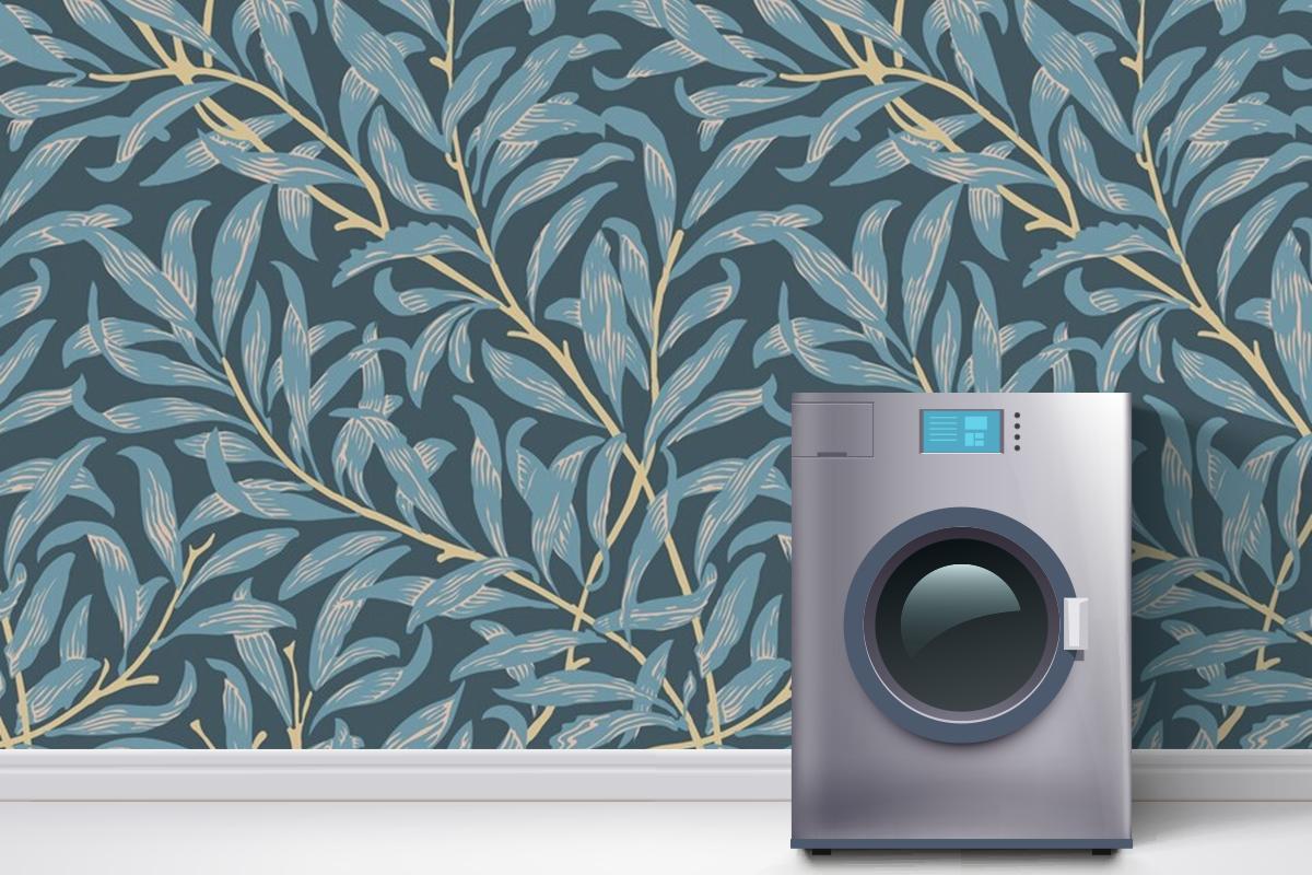 Floral Pattern Design Laundry Room Wallpaper Mural