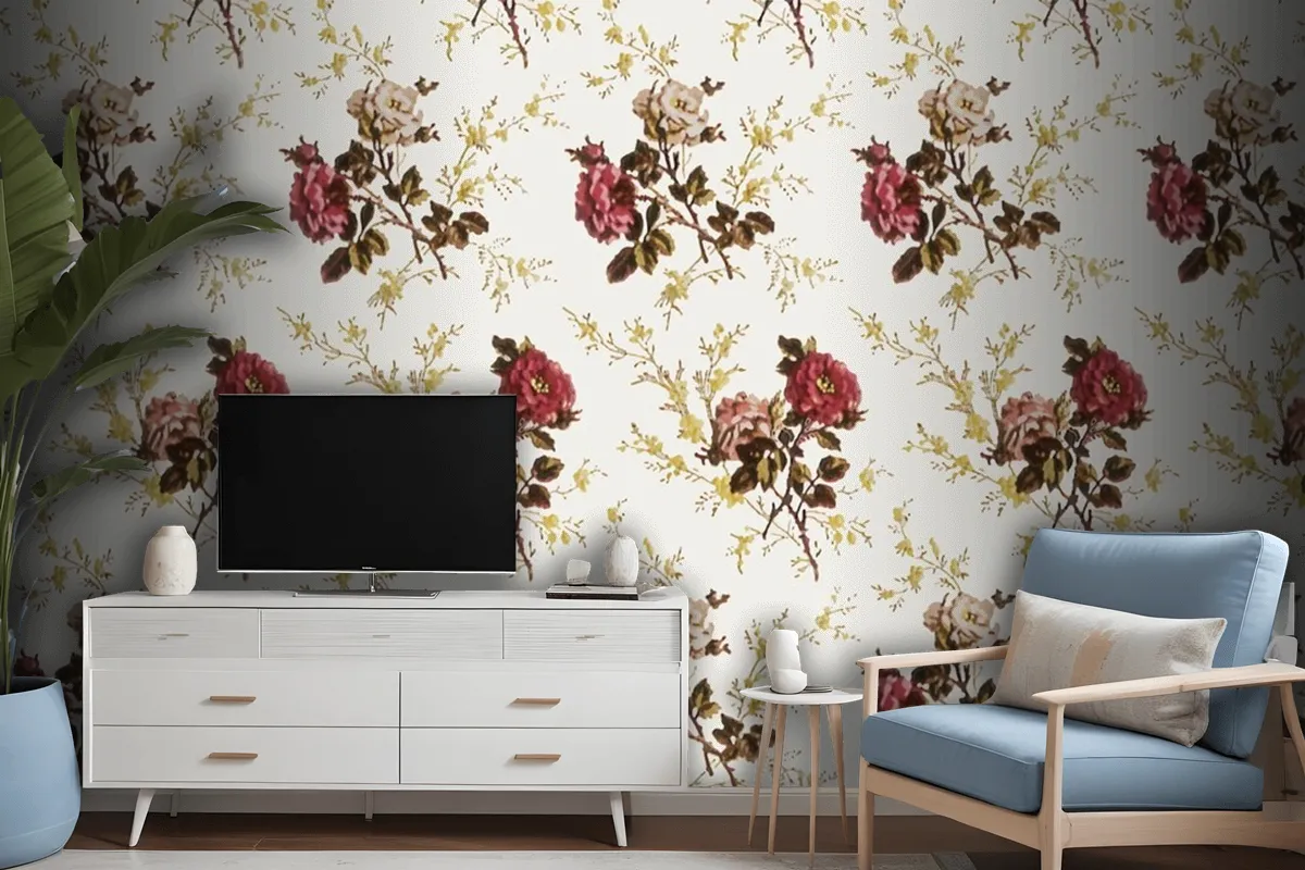 Floral Vintage Style Seamless Pattern Wallpaper Mural