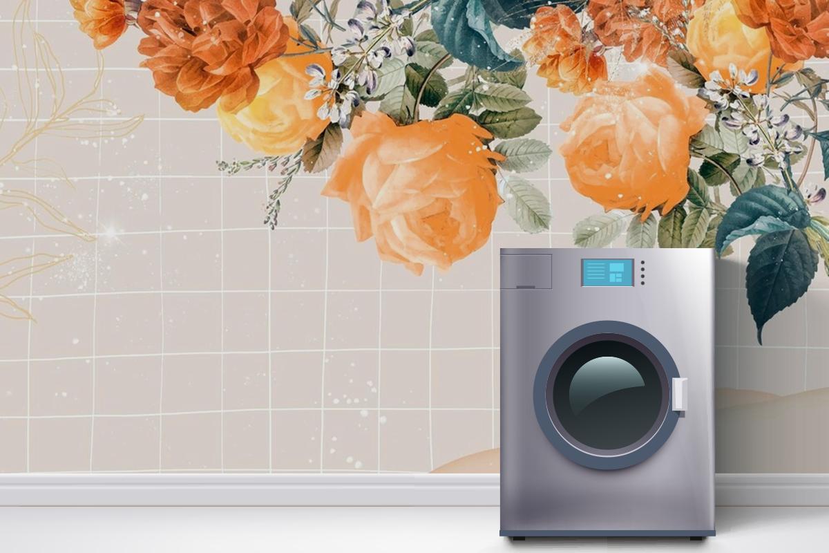 Flower Background Aesthetic Border Laundry Room Wallpaper Mural