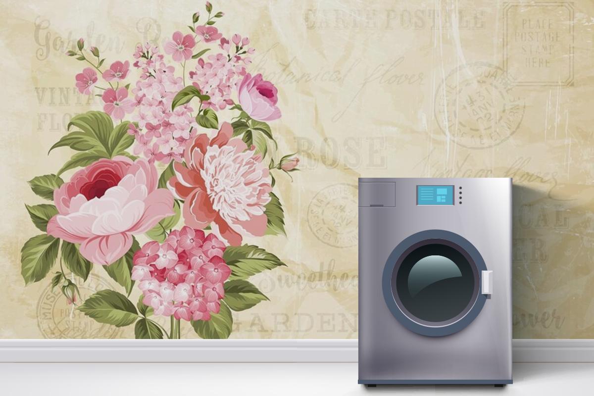 Flower Garland On Crumpled Paper Wallpaper Mural