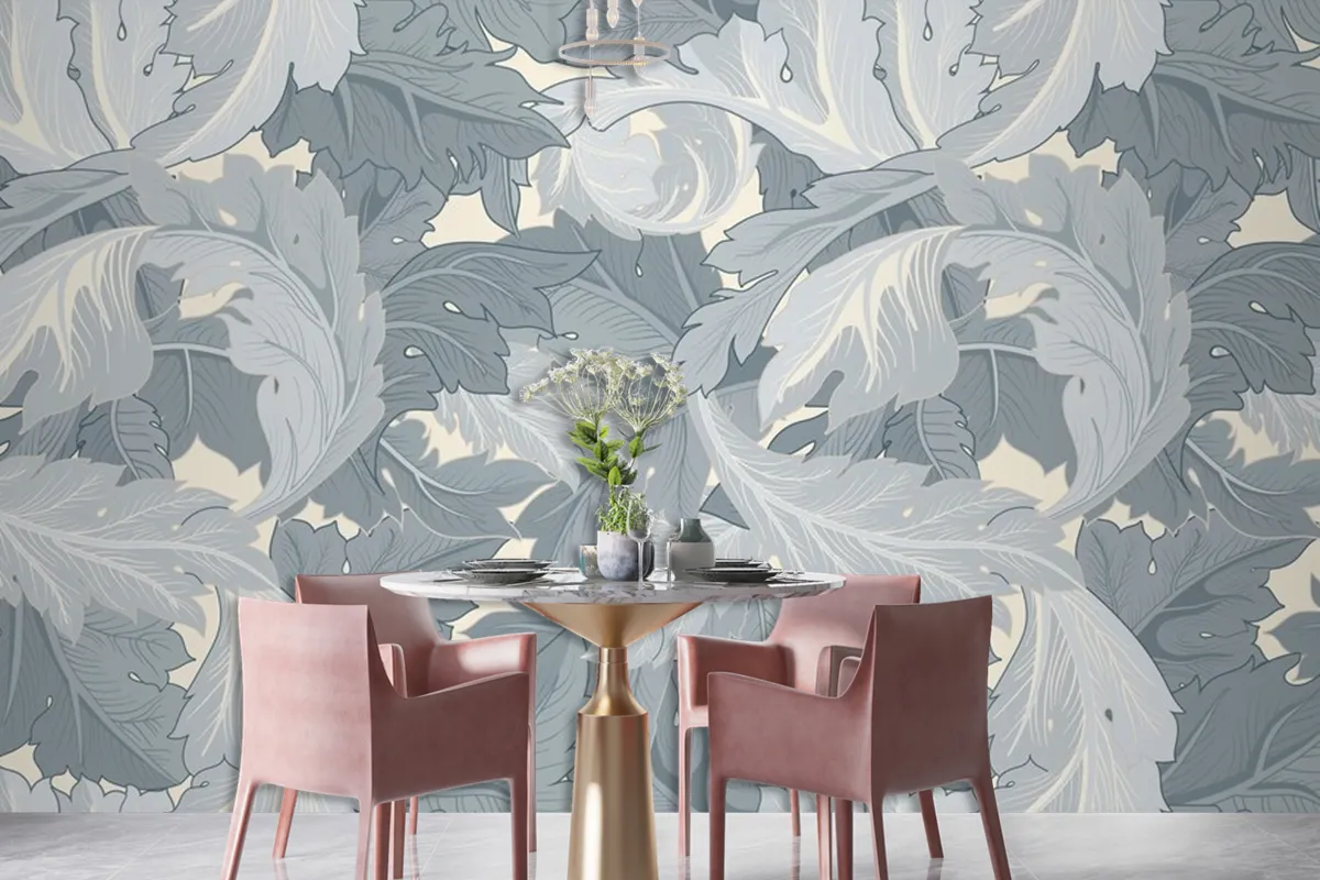 Flower Pattern Dining Room Wallpaper Mural