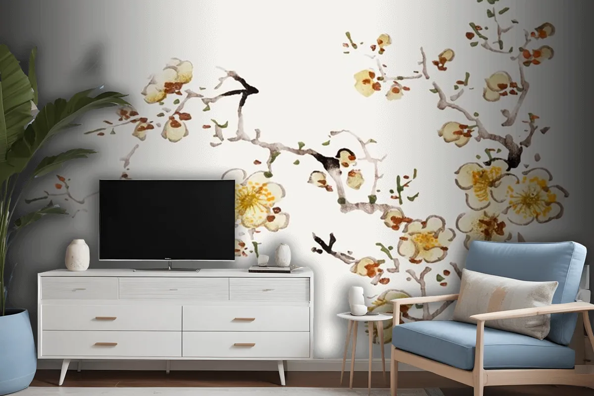 Flower Botanical Art Print Wallpaper Mural