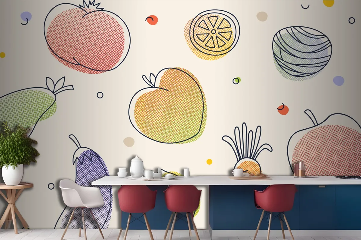 Fruits And Vegetables Kitchen Wallpaper Mural