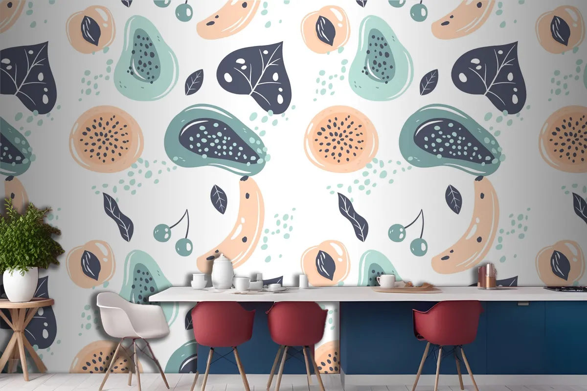 Fruits Pattern Kitchen Wallpaper Mural