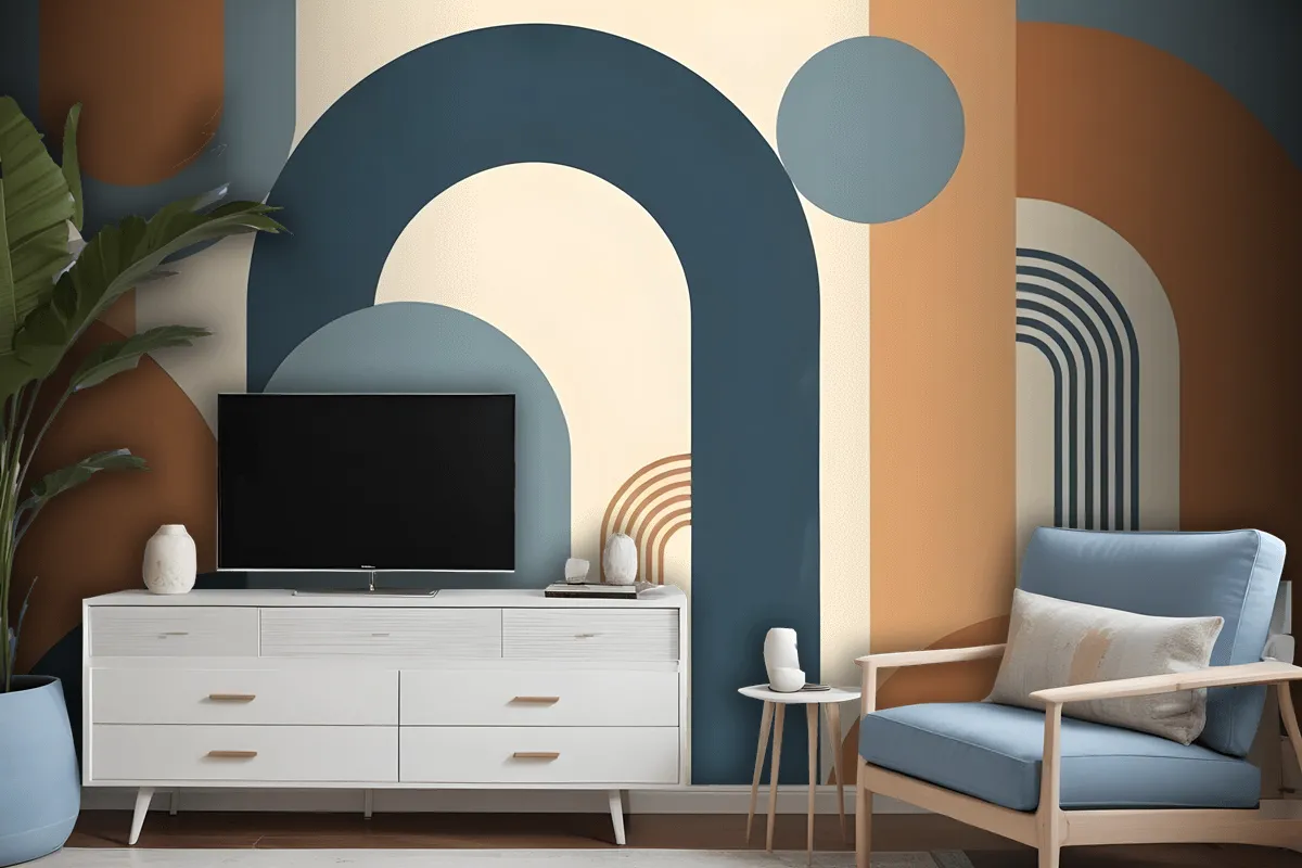 Geometric Arch With Shapes Wallpaper Mural