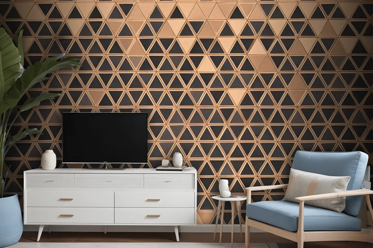 Geometric Triangle Shape Wood Texture Effect Wall Mural