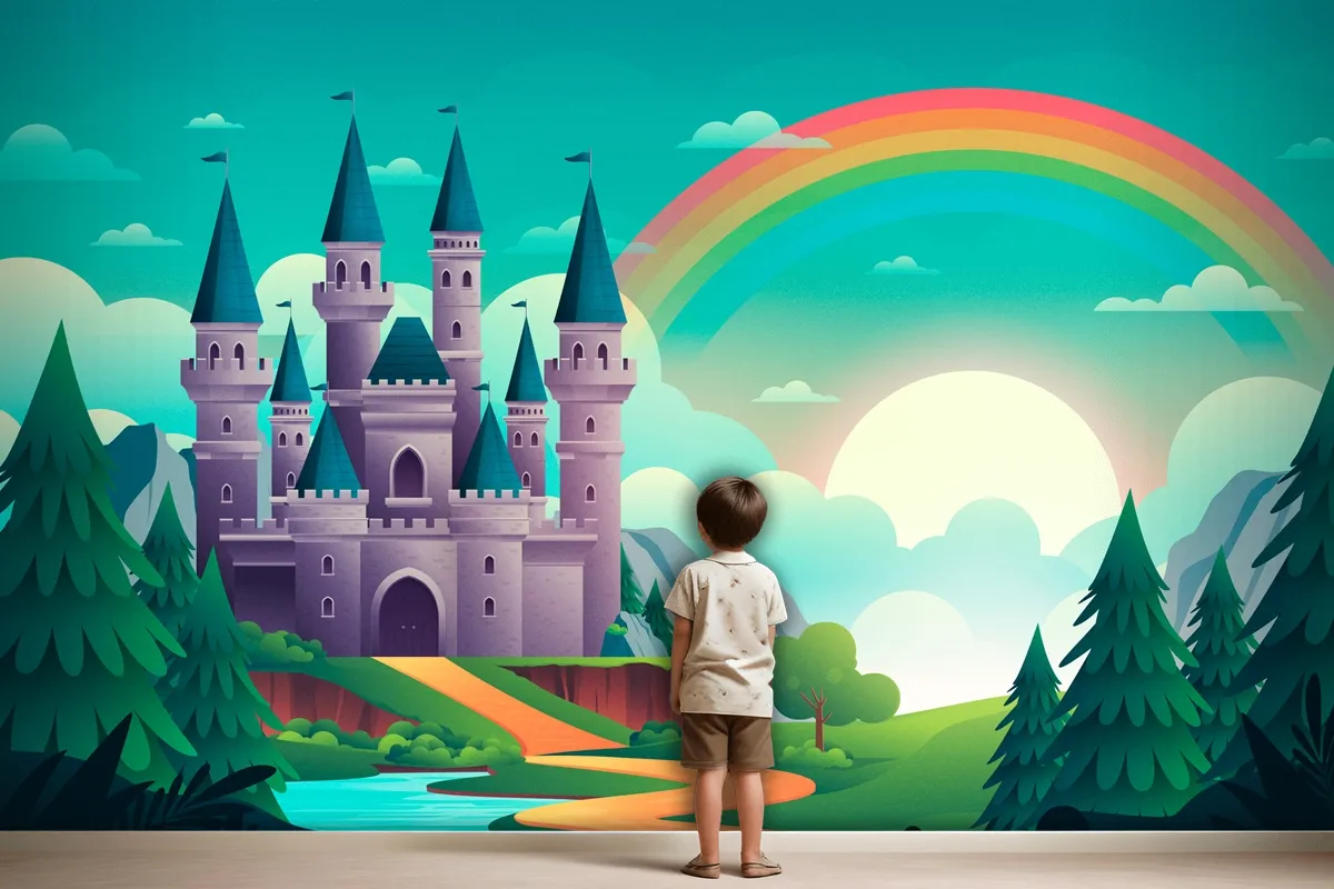 Gradient Fairytale Background Kids Boy Wallpaper Mural