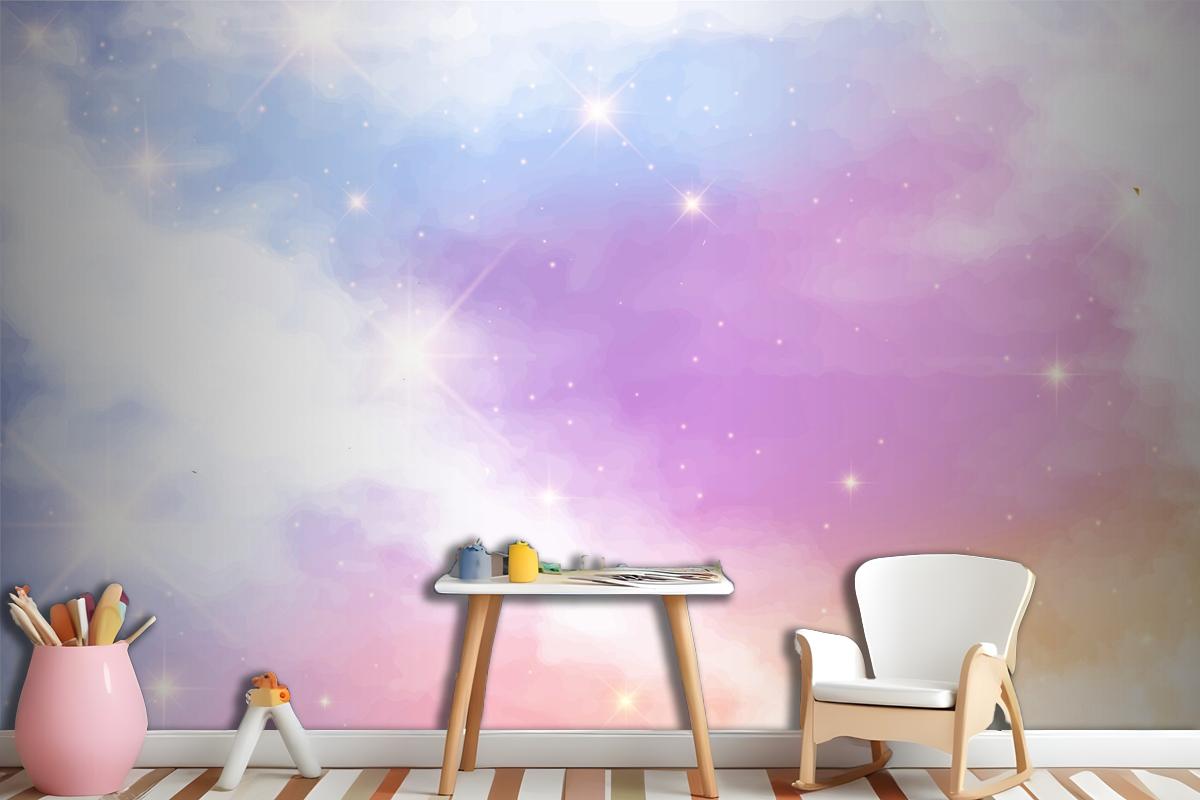 Gradient Pastel Sky Background Girl Wallpaper Mural