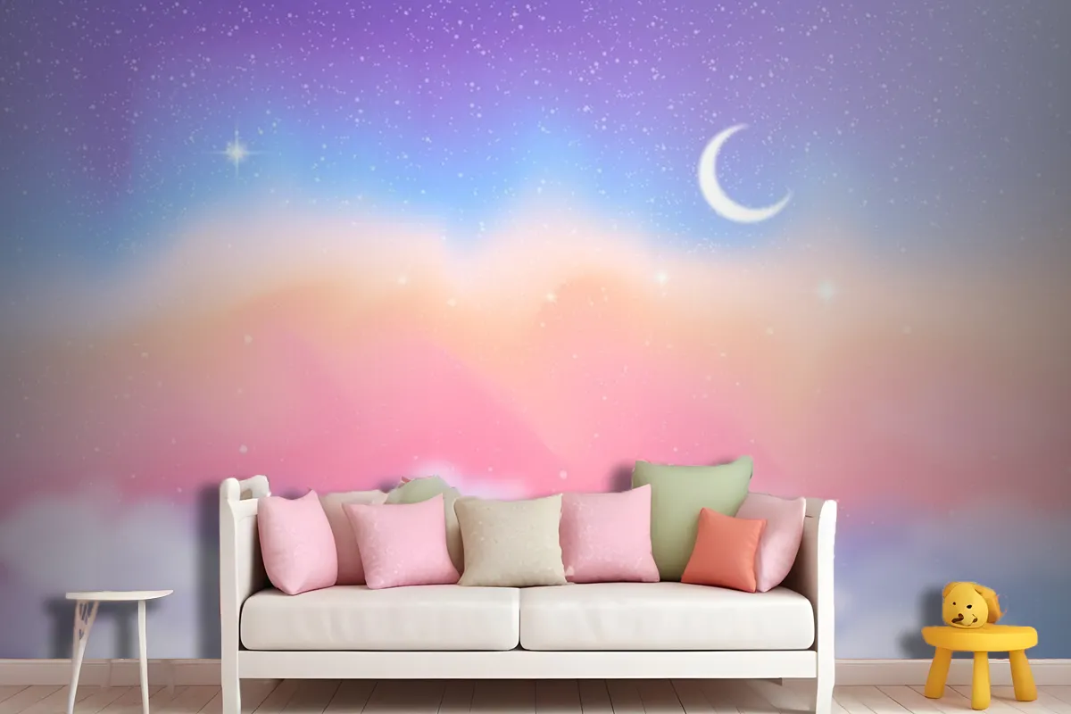 Gradient Pastel Sky Background Kids Girl Wallpaper Mural