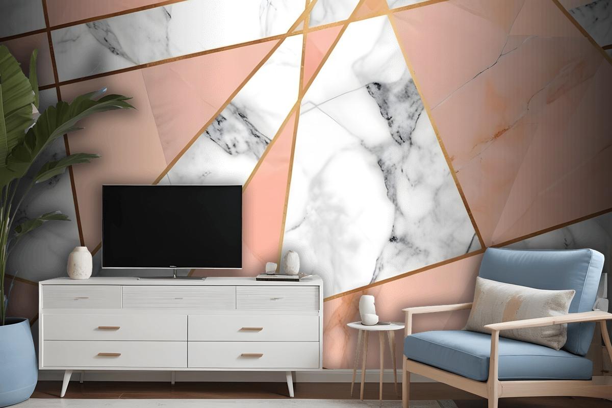 Gray Pink Marble Pattern Wallpaper Mural