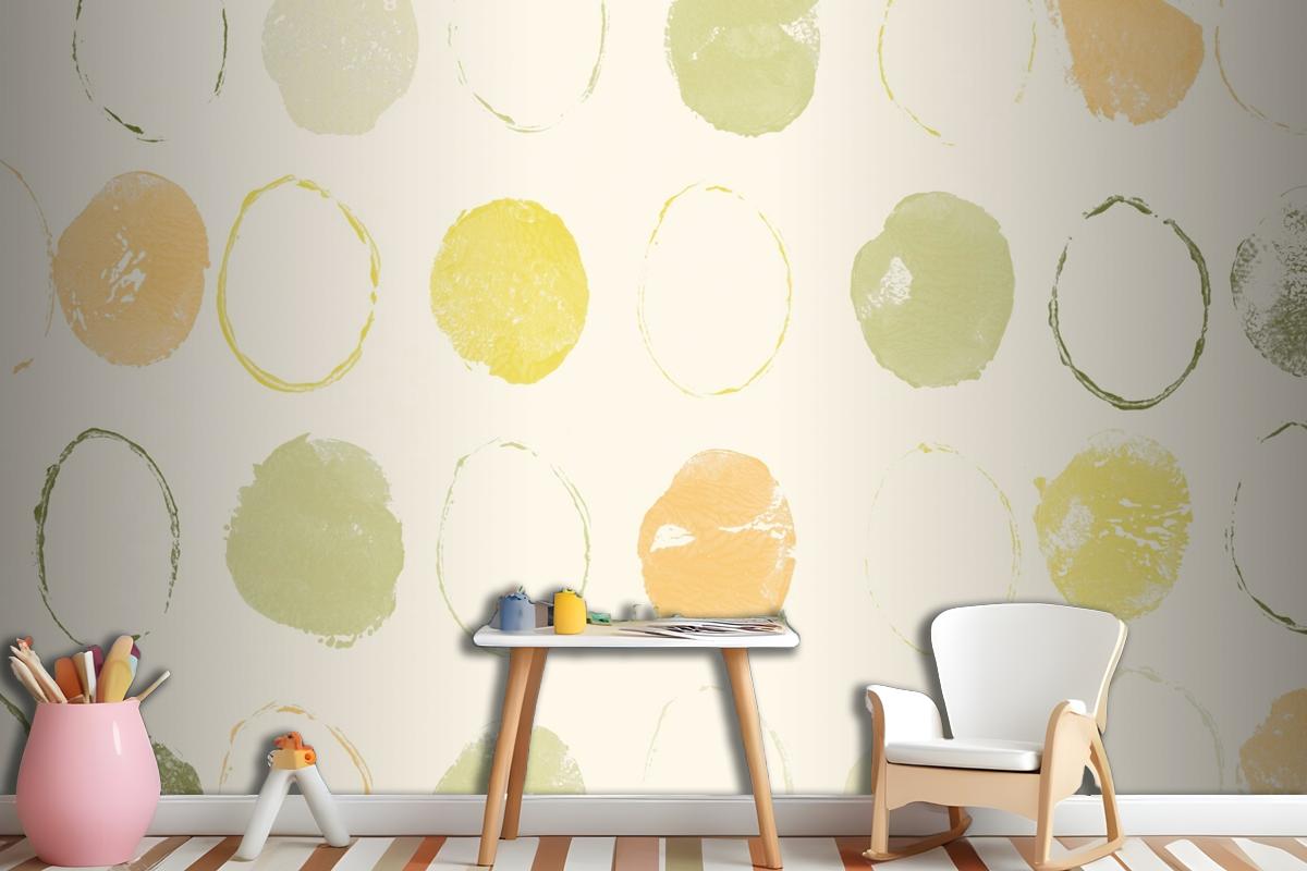 Green Circle Pattern Background Handmade Prints Wallpaper Mural