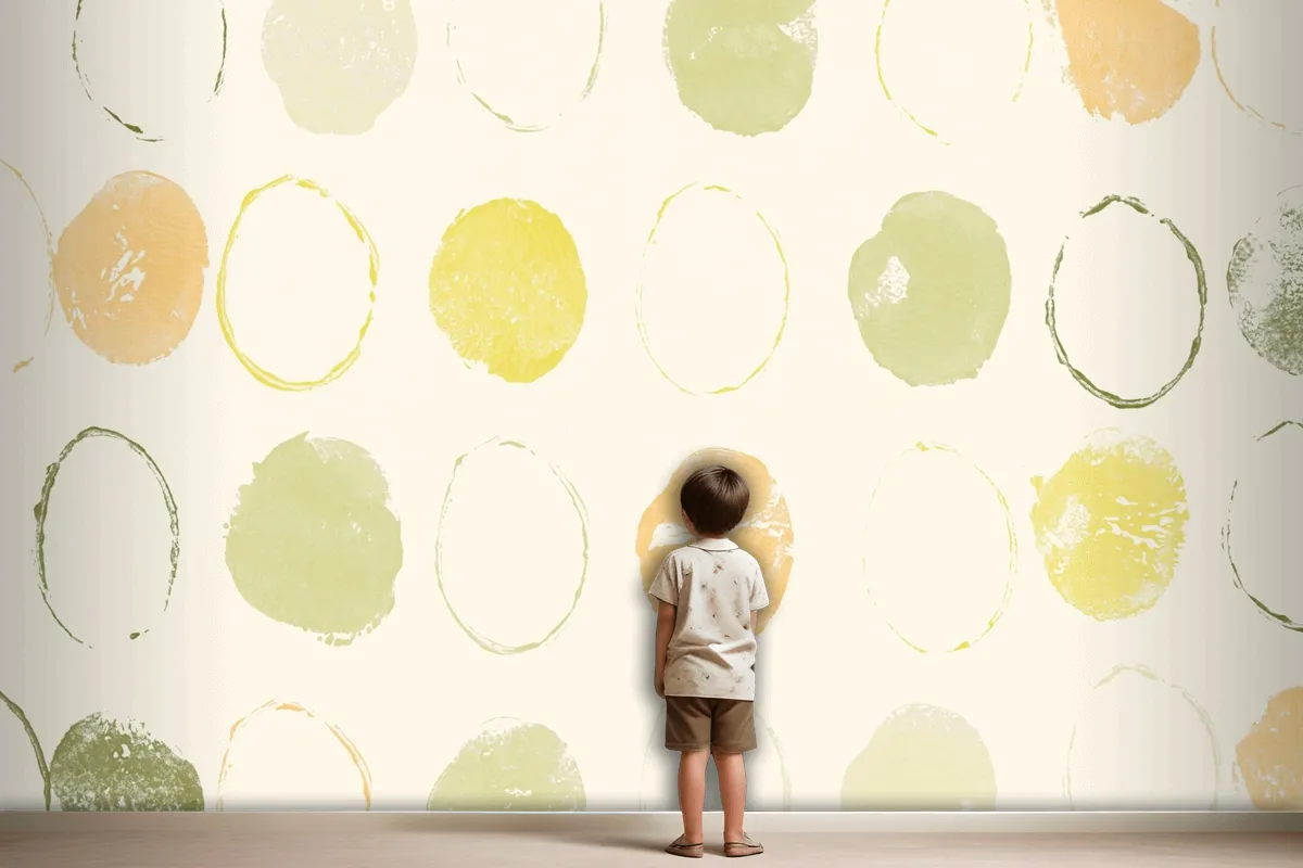 Green Circle Pattern Background Handmade Prints Wallpaper Mural