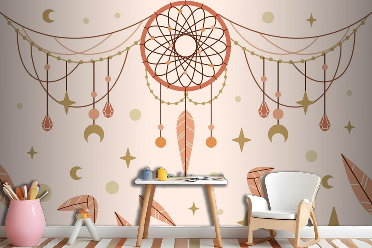 Hand Drawn Boho Background Wallpaper Mural