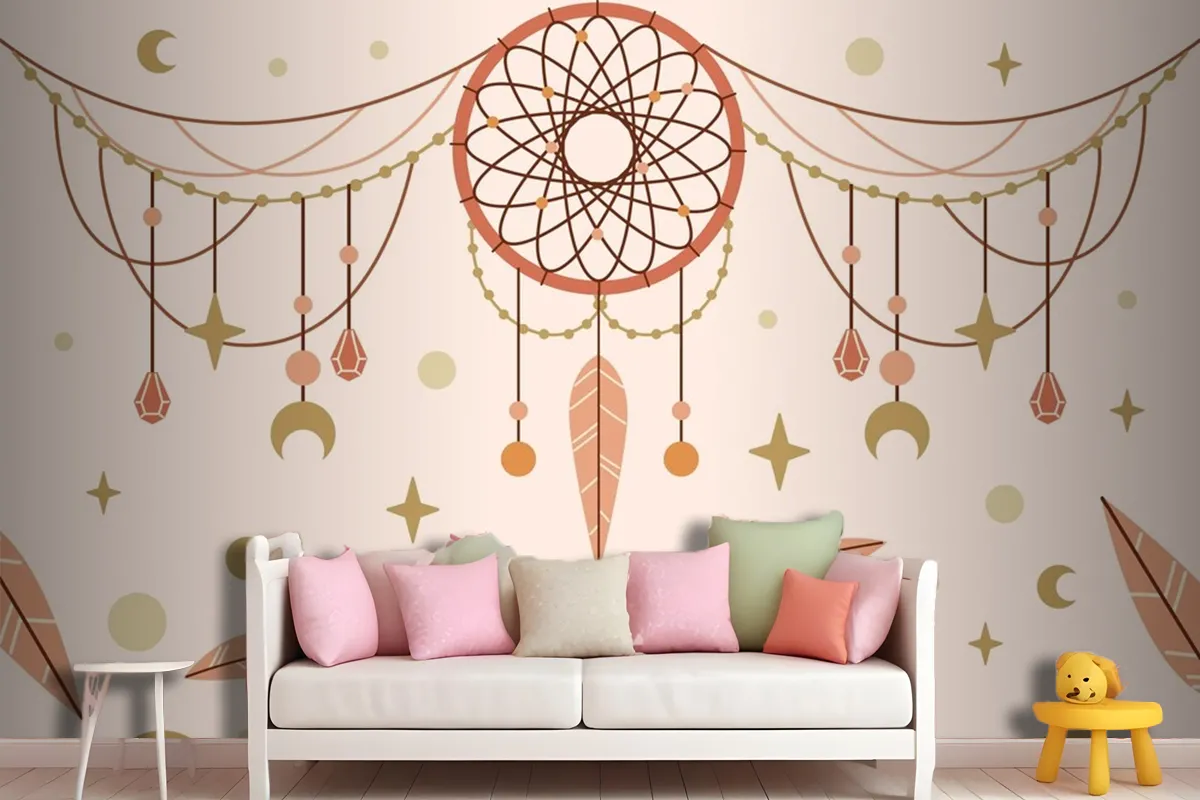 Hand Drawn Boho Background Wallpaper Mural