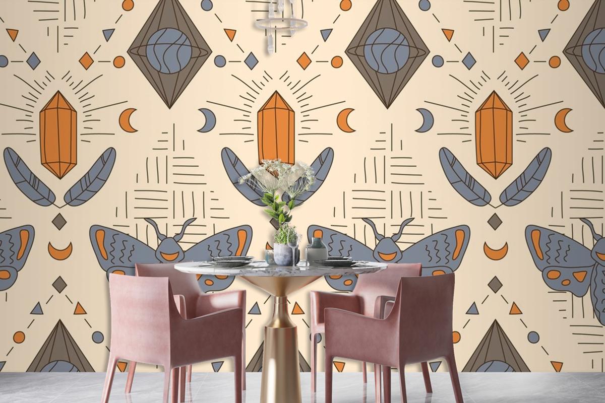 Hand Drawn Boho Geometric Pattern Wallpaper Mural