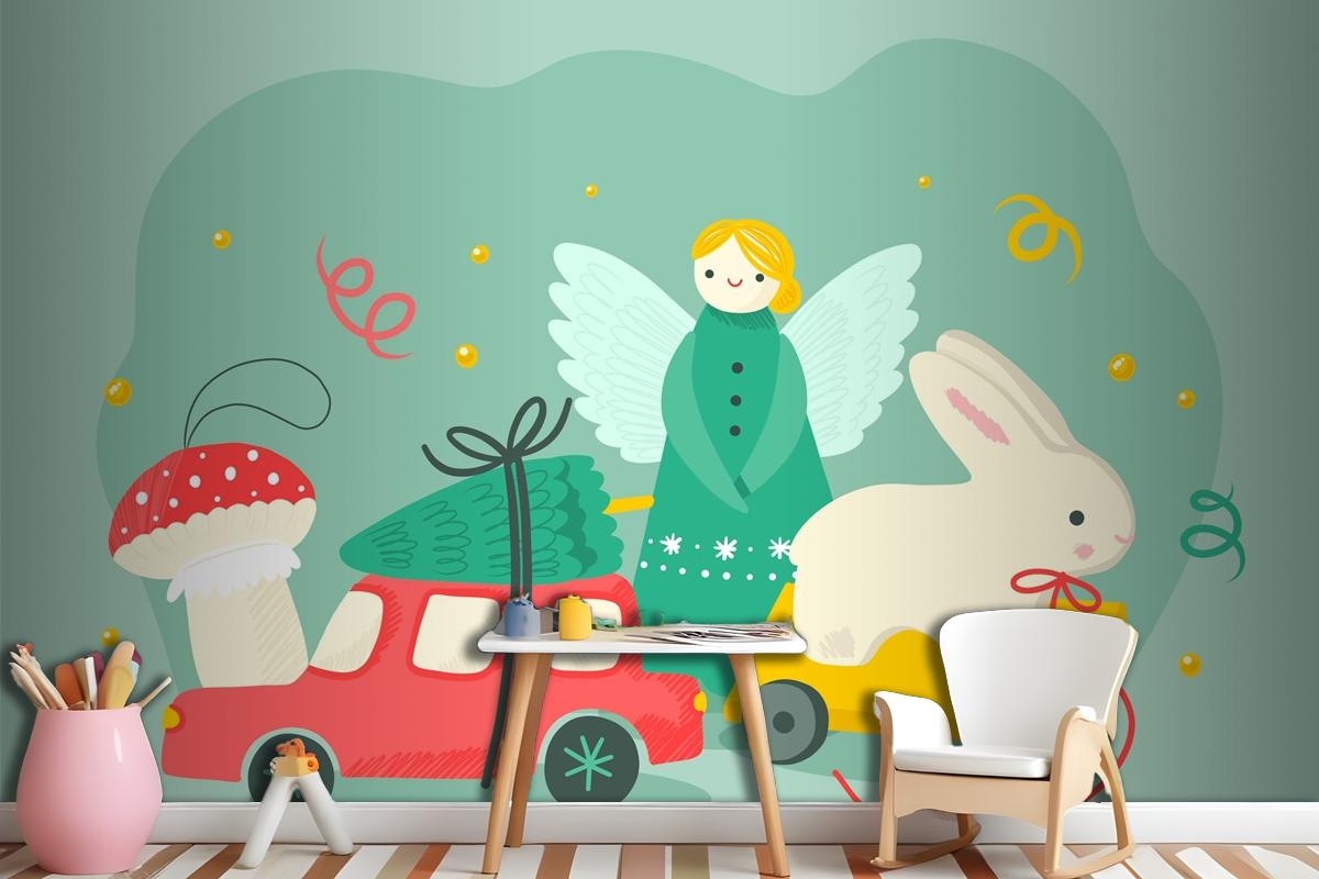 Hand Drawn Christmas Toys Background Wallpaper Mural