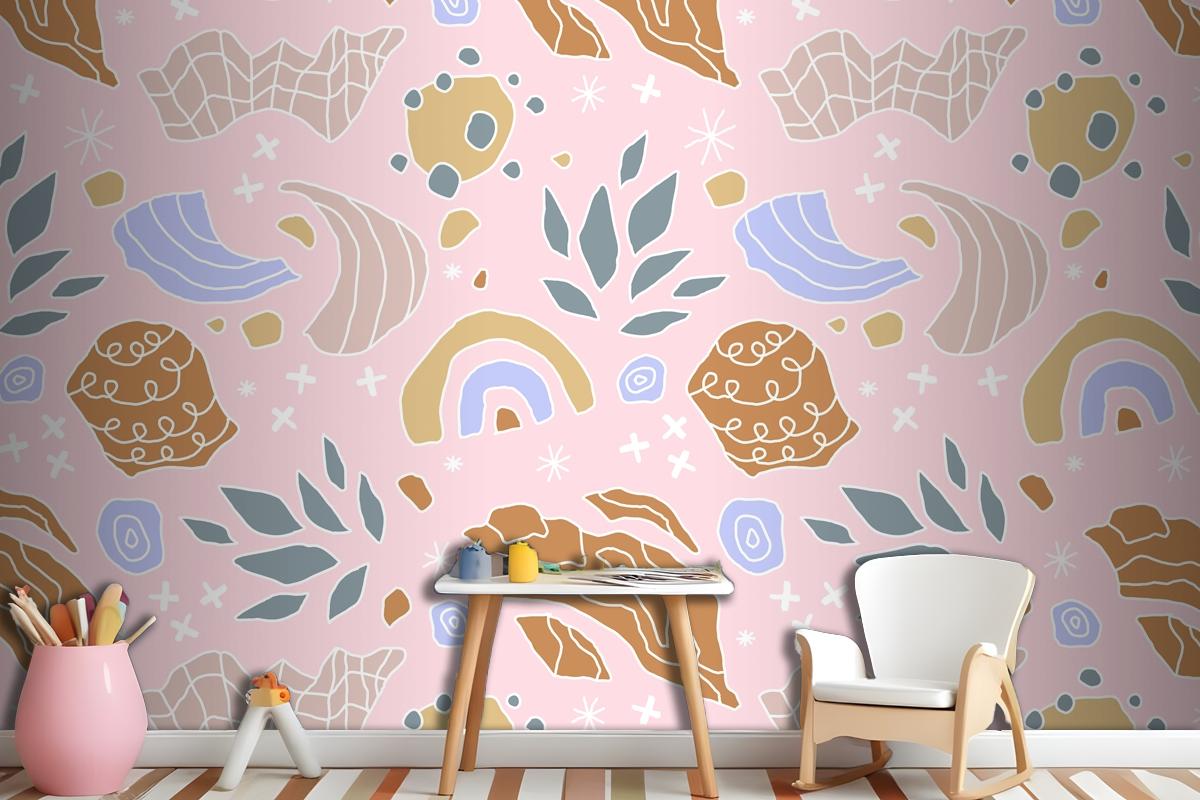 Hand Drawn Cutout Collage Pattern Wallpaper Mural