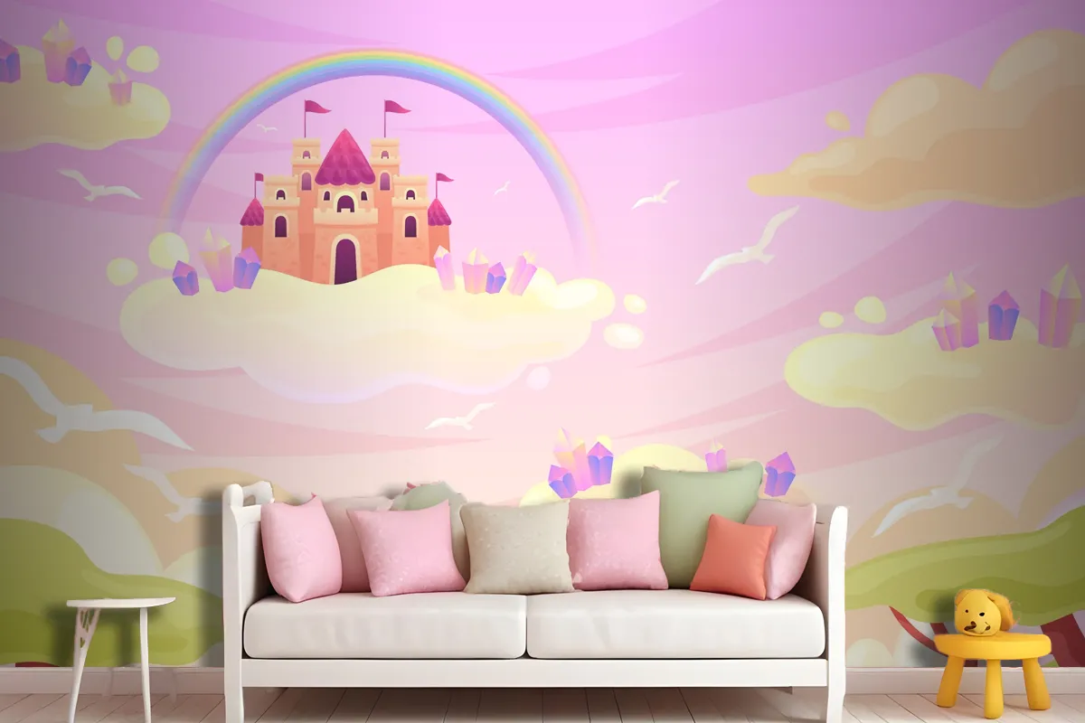 Hand Drawn Fairytale Background Girl Wallpaper Mural