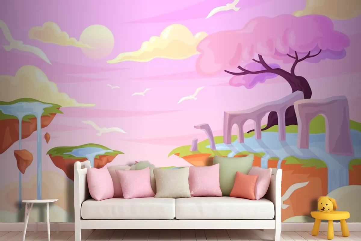 Hand Drawn Fairytale Girl Wallpaper Mural