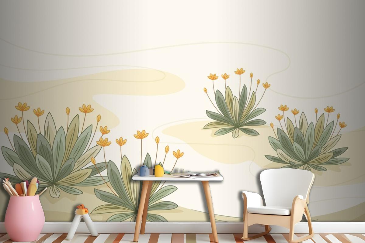 Hand Drawn Frailejon Plant Background Wallpaper Mural