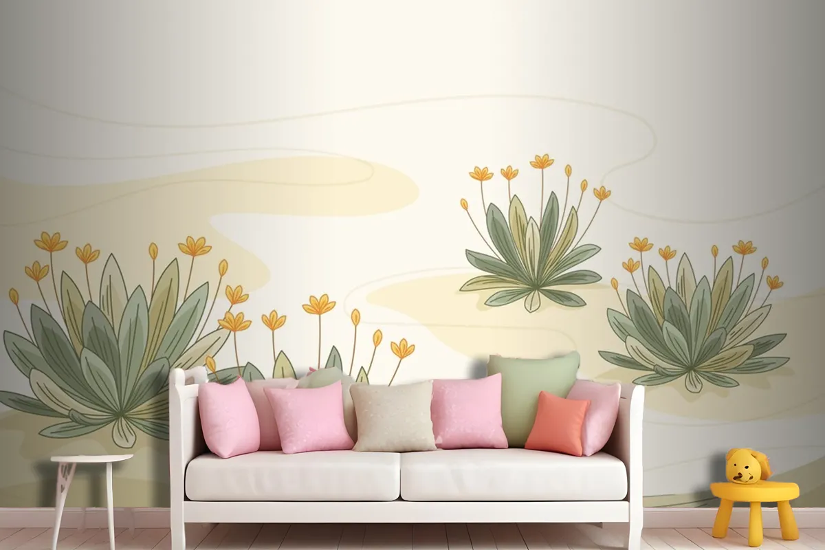 Hand Drawn Frailejon Plant Background Wallpaper Mural